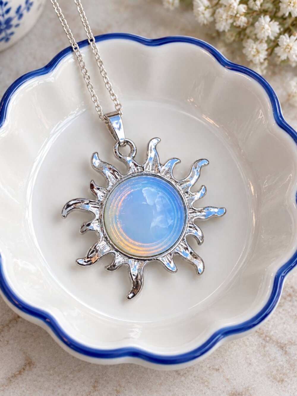 Opalite Sun Pendant Necklace